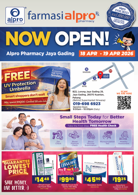 Grand Opening Alpro Pharmacy Jaya Gading 18-19 April 2026 Alpro Alliance Sdn. Bhd