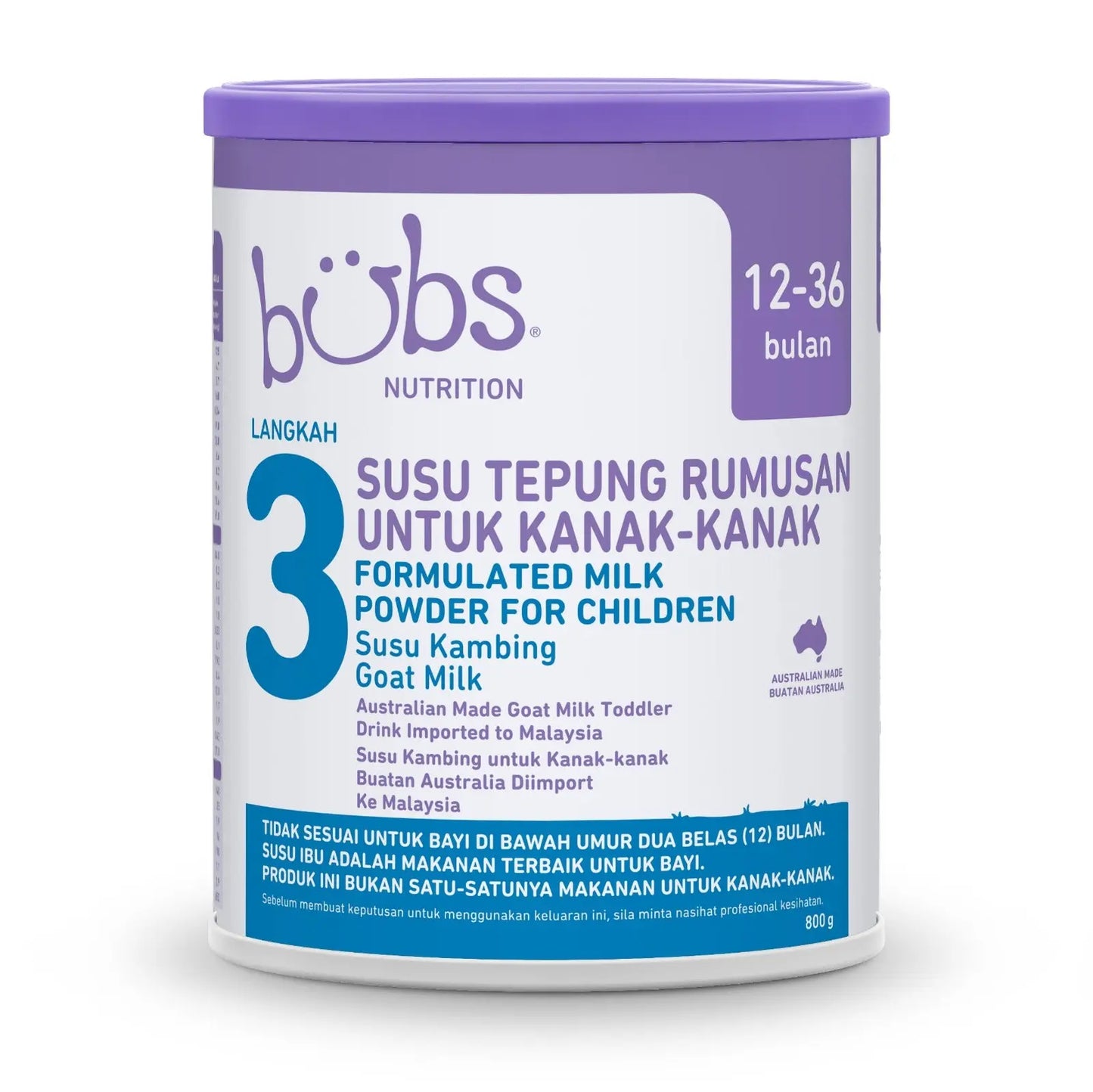 Bubs Advanced Plus+ Goat Toddler Milk Drink Stage 3 (12-36 months) 800g | Australian Imported Goat Milk Bubs