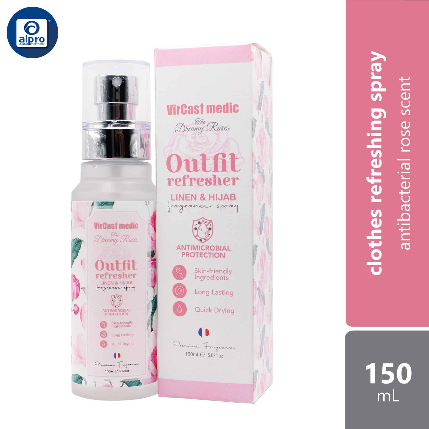 vircast-medic-outfit-spray-150ml-antibacterial-rose-scent