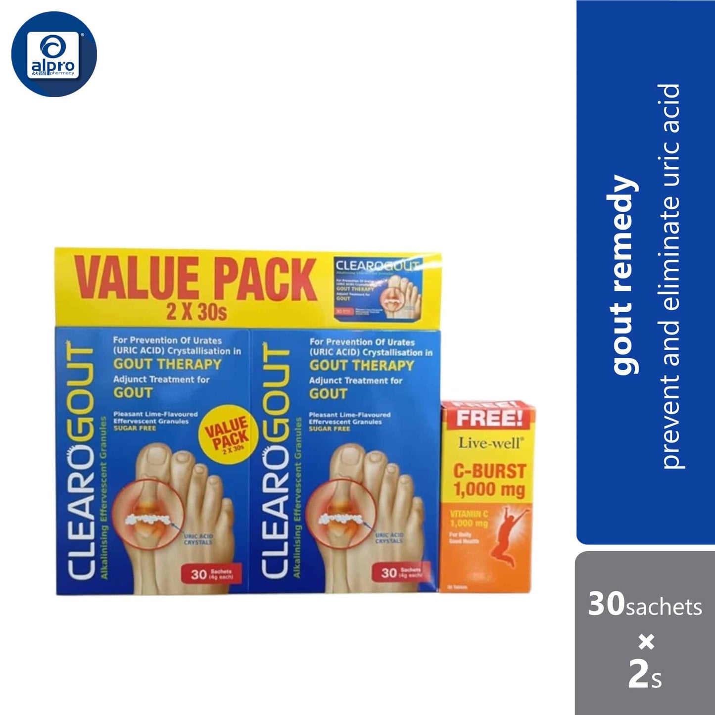 live-well-clearogout-30s-x2-c-burst-1000mg-30s-prevent-and-eliminate-uric-acid