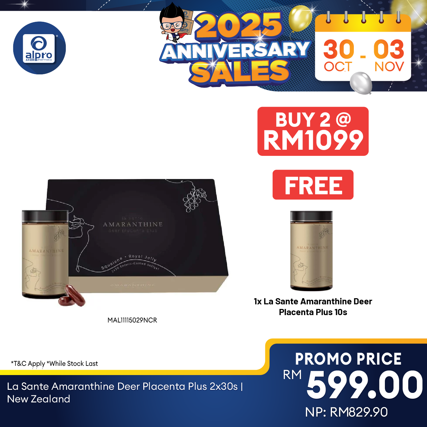 La Sante Amaranthine Deer Placenta Plus 2x30s | Reduce Signs of Aging La Sante