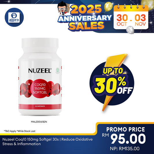Nuzeel Coq10 150mg Softgel 30s | Reduce Oxidative Stress & Inflammation Nuzeel