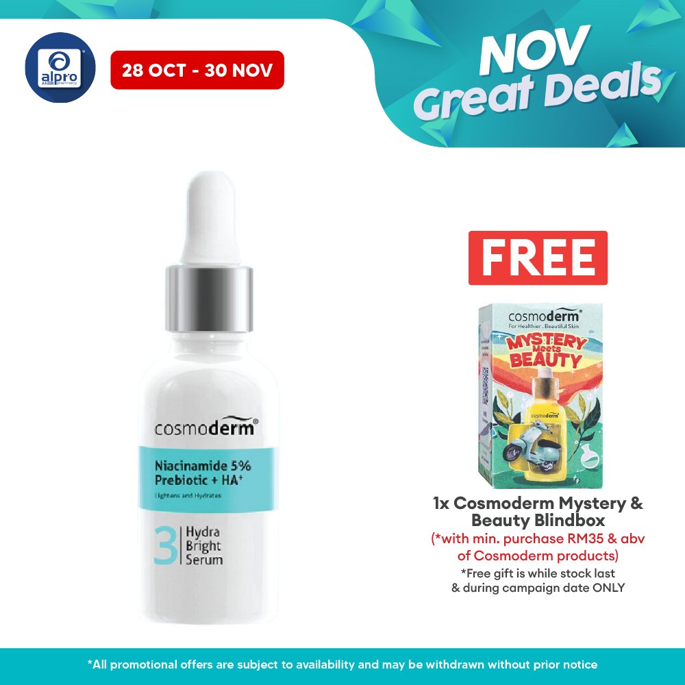 Cosmoderm Niacinamide Hydra Bright Serum 30ml | Best To Soothe And Lighten Skin Cosmoderm