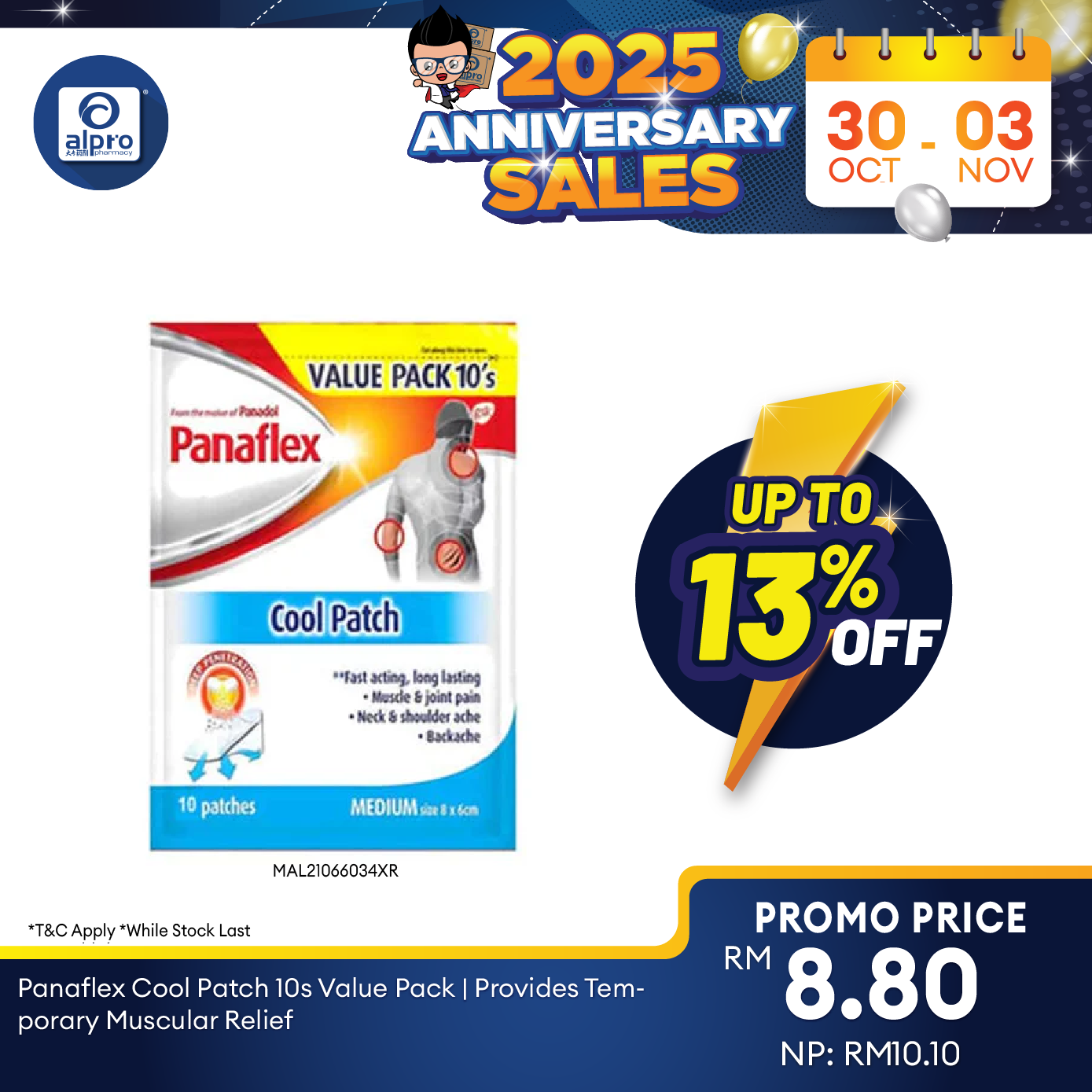 Panaflex Cool Patch 10s Value Pack | Provides Temporary Muscular Relief