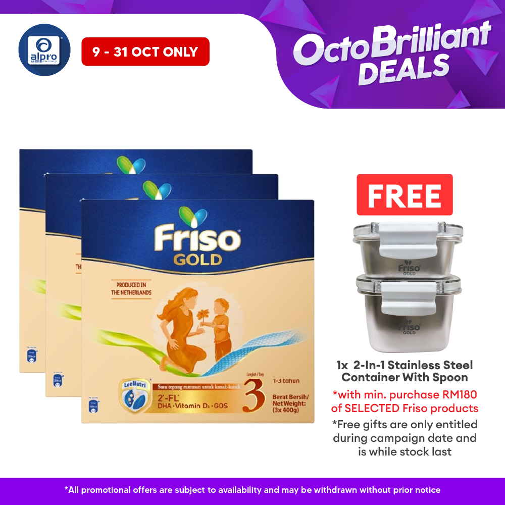 Friso Gold Step 3 3x1.2kg| Supports Child Overall Growth Alpro Pharmacy