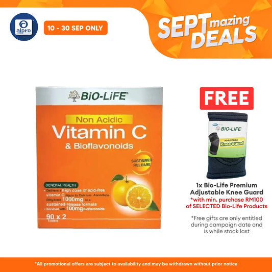 Bio-life Non Acidic Vitamin C & Bioflavonoids 2x90s | Gentle On Stomach Alpro Pharmacy