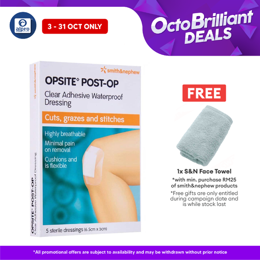 S&n Opsite Post-op Clear Adhensive Waterproof Dressings 6.5cmx5cm 5s Alpro Pharmacy