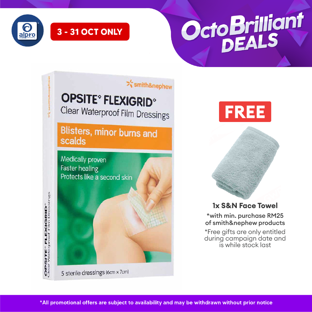 S&n Opsite Flexigrid Clear Waterproof Film Dressings 6cmx7cm 5s Alpro Pharmacy