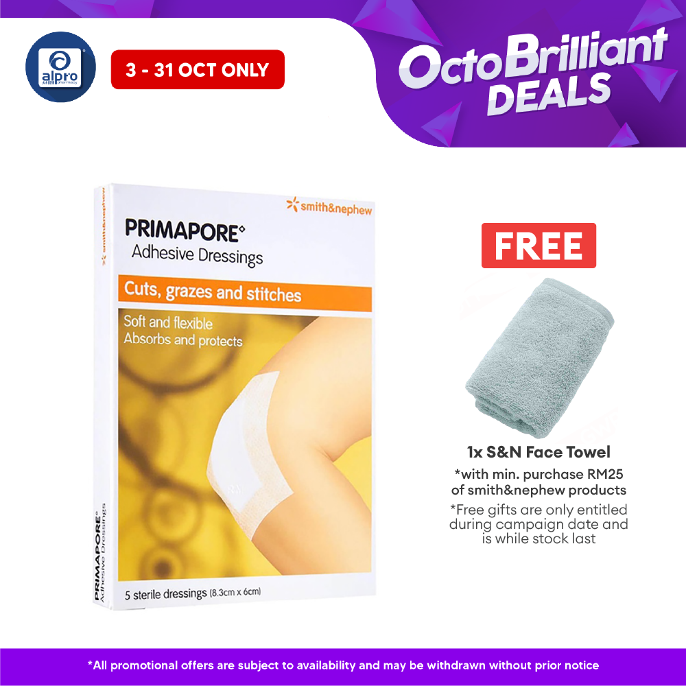 S&n Primapore Conformable Adhesive Dressing 8.3cm X 6cm 5s | Highly Absorbent Alpro Pharmacy