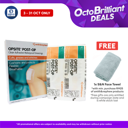 S&N Opsite Post-Op Clear Adhensive Waterproof Dressings 8.5cm x 9.5cm 3s Smith&nephew