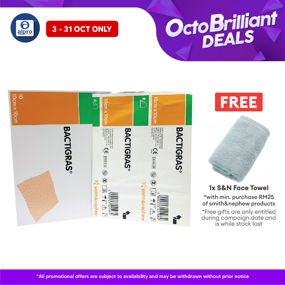 S&n Bactigras 7457 Medicated Paraffin Gauze Dressing 10cmx10cm 10s Alpro Pharmacy