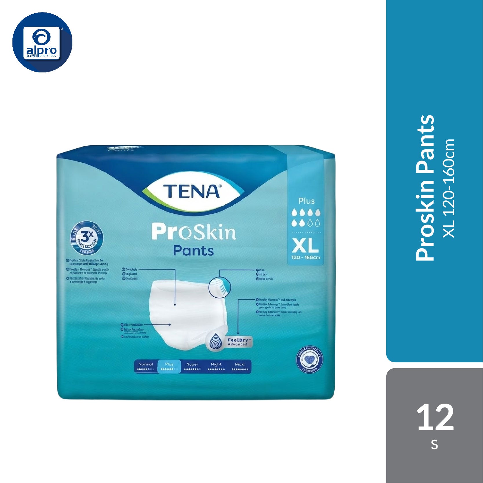 Tena Pants Plus XL 12's | Triple Protection - Alpro Pharmacy