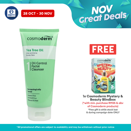 Cosmoderm Tea Tree Oil Oil Control Facial Cleanser 125 ml | Reduce Acne and Acne Spot Alpro Pharmacy
