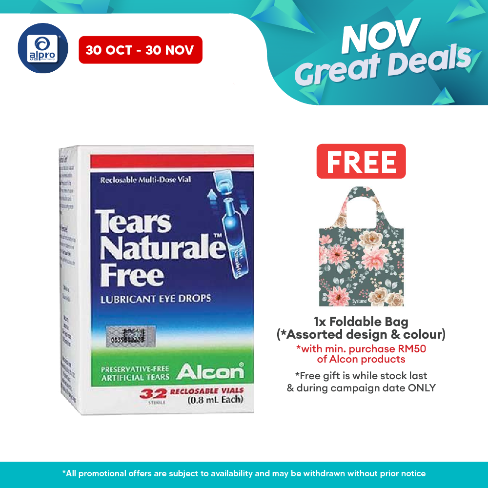 Alcon Tears Naturale Free 32x0.8ml | Soothing Protection Against Dryness. Alpro Pharmacy