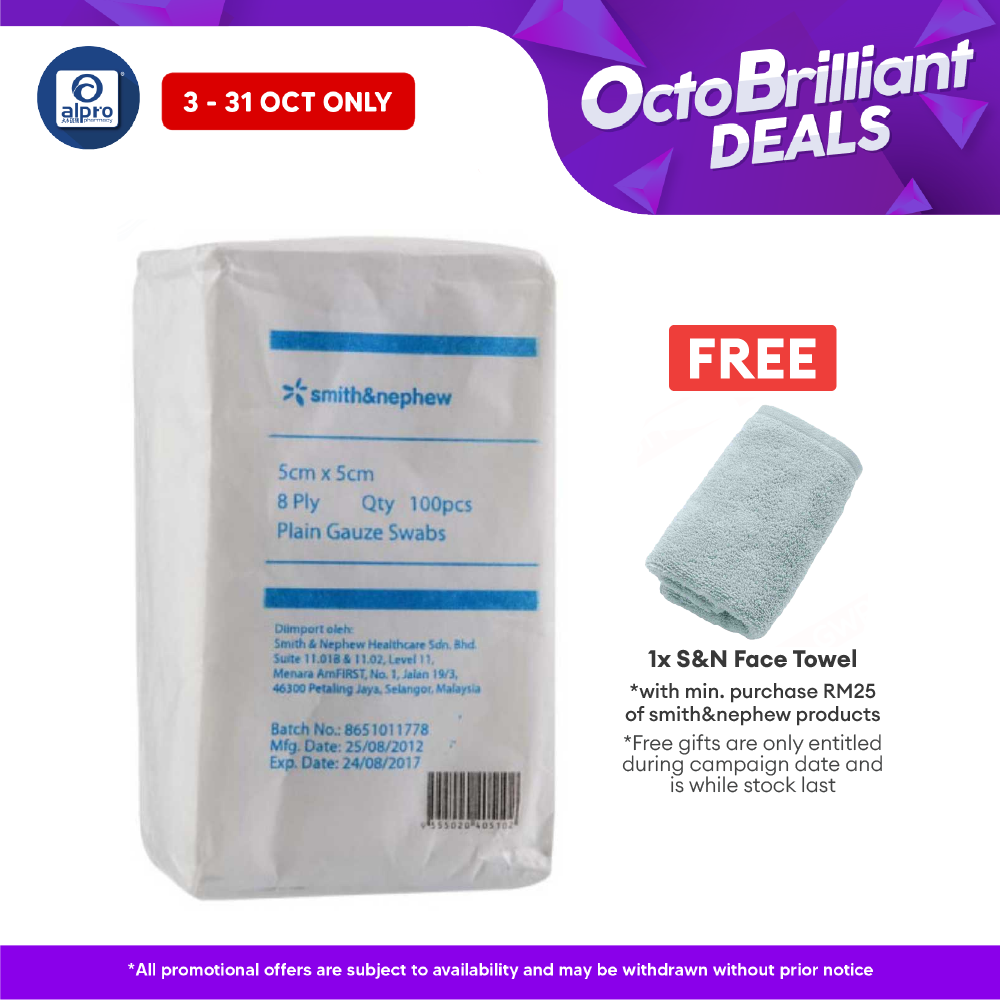 S&n Plain Gauze Swabs 5cmx5cmx8ply 100s Alpro Pharmacy