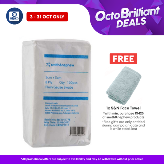 S&n Plain Gauze Swabs 5cmx5cmx8ply 100s Alpro Pharmacy