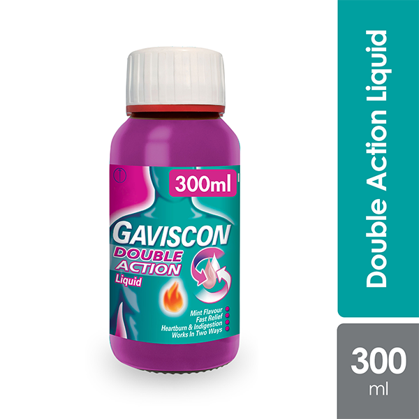 Gaviscon Double Action Liquid 300ml | Provides Dual Relief for Heartburn and Indigestion Gaviscon