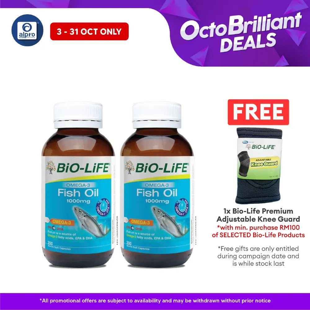 Bio-life Omega 3 Fish Oil 1000mg 2x200s | Brain & Memory Bio-life