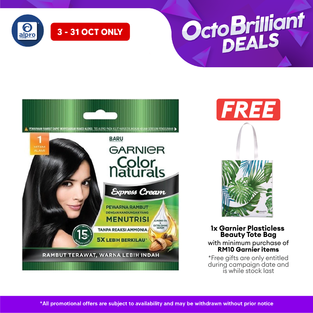 Garnier Colour Naturals Express Cream 1.0 Hitam Alami 20ml+20g Alpro Pharmacy