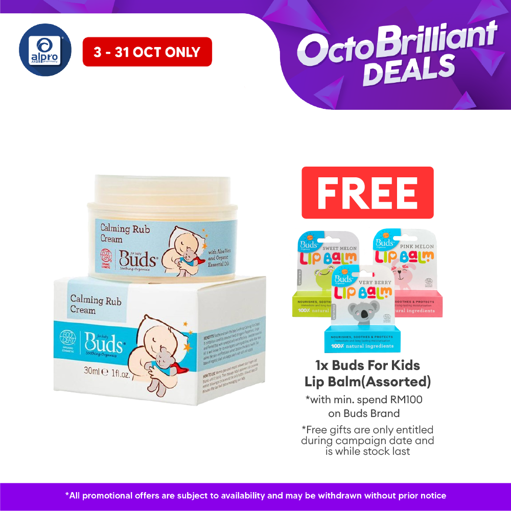 Buds Soothing Organics Calming Rub Cream 30ml | Soothes and Calms Baby Tummy Alpro Pharmacy