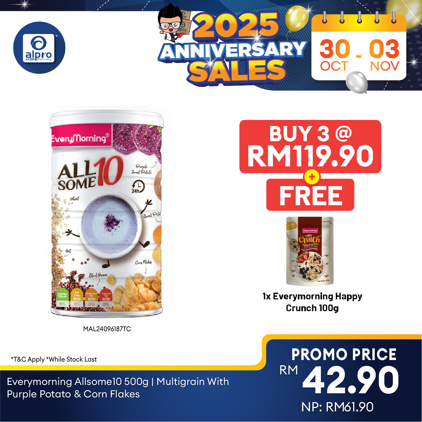 Everymorning Allsome10 500g | Multigrain With Purple Potato & Corn Flakes EveryMorning