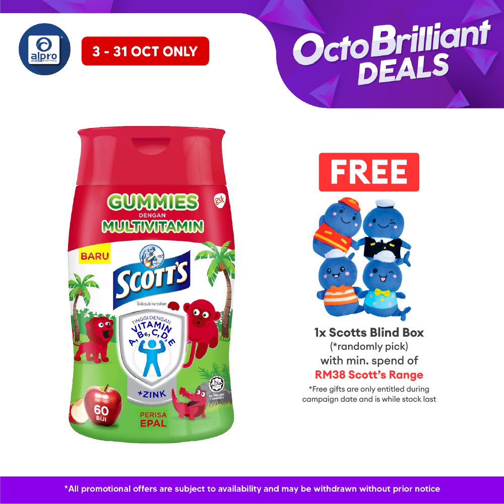 Scotts Multivitamin Gummies Apple 60s | Supports Growth Development Alpro Pharmacy