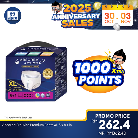 Absorba Pro-Nite Premium Pants XL 8 x 8 + 1s Alpro Pharmacy