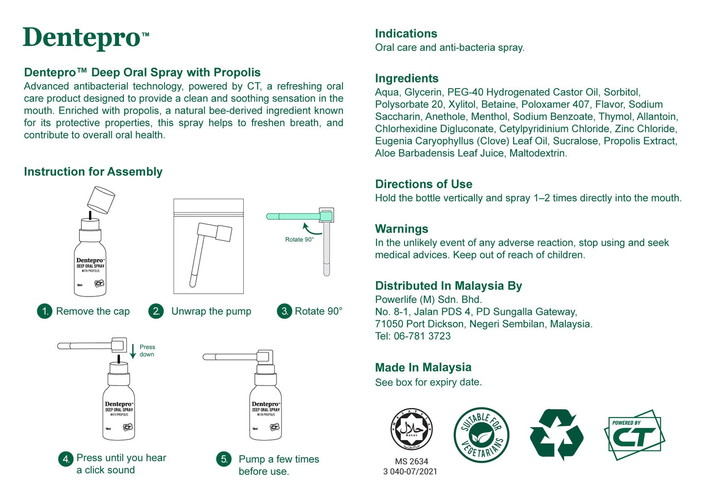 Dentepro Deep Oral Spray with Propolis 18ml | Reduce Sore Throat Dentepro