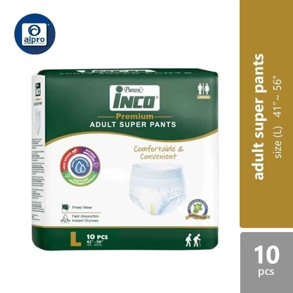 Pureen Inco Premium Adult Super Pants | Size L (10 Pcs/pack) Alpro Pharmacy