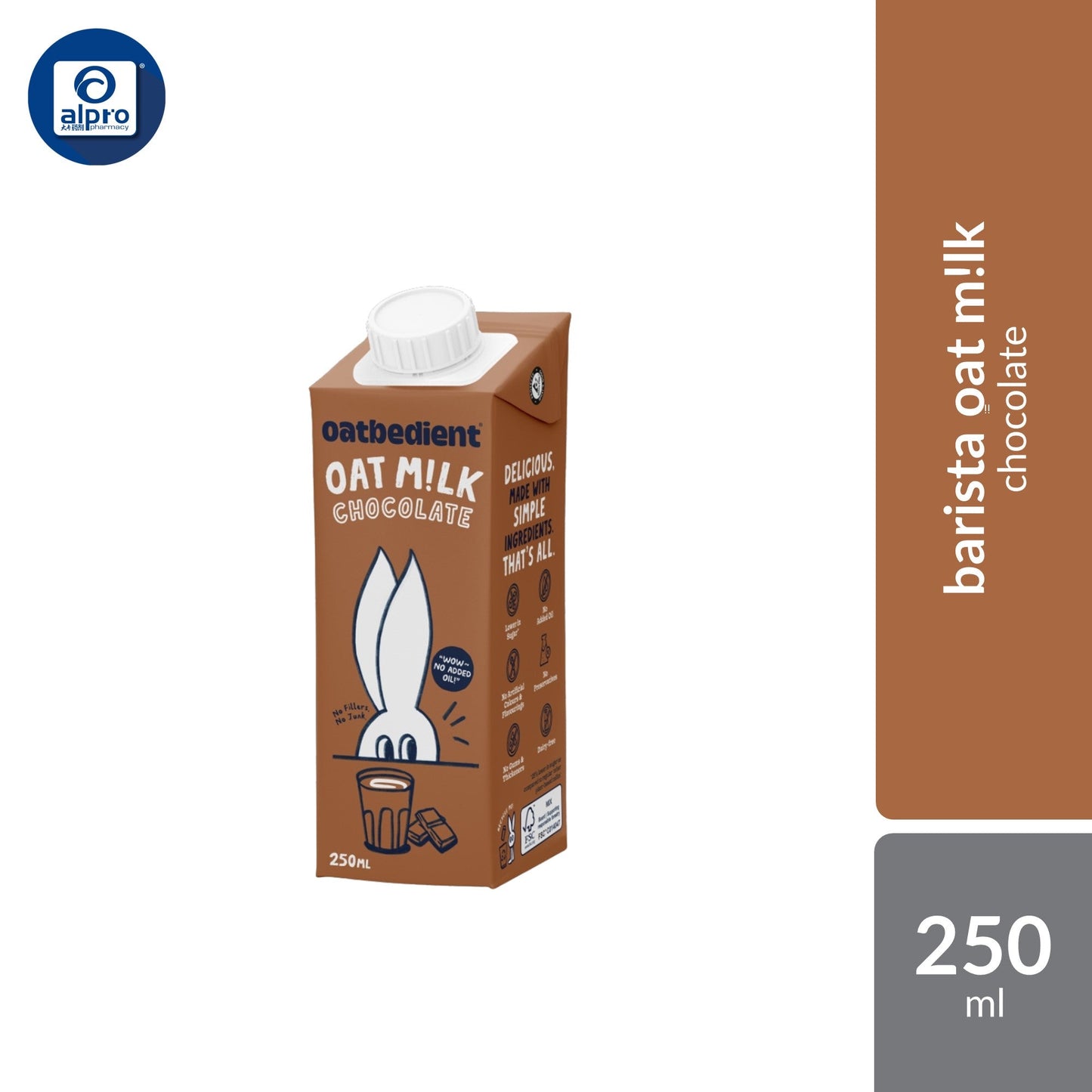 Oatbedient Oat Milk (Barista/ Chocolate) 250mL | Smooth & Creamy with Natural Sweet Oatbedient