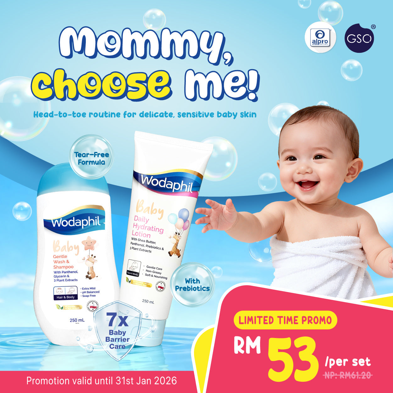 GSO Wodaphil Baby Daily Hydrating Lotion 250ml | Protection from Dryness GSO