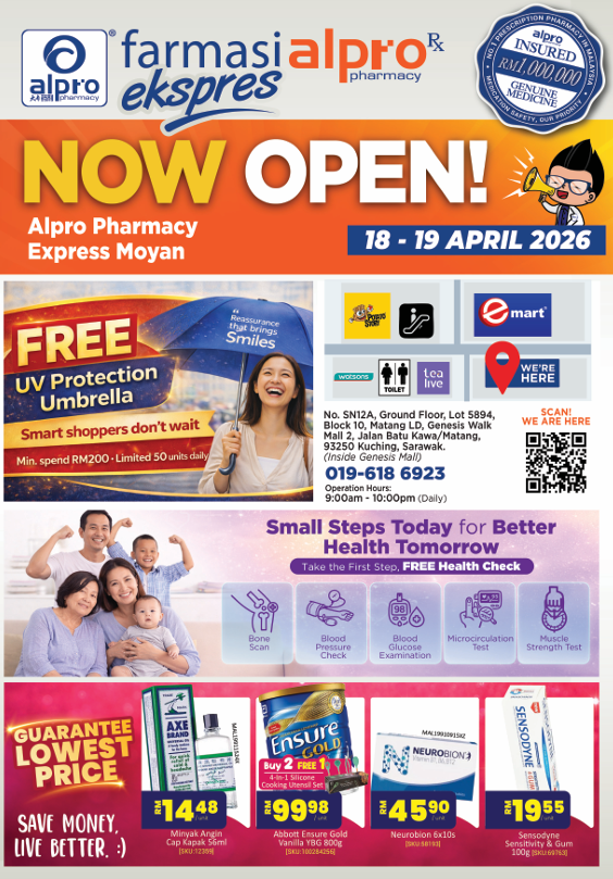 Grand Opening Alpro Pharmacy Moyan 18-19 April 2026 Alpro Alliance Sdn. Bhd