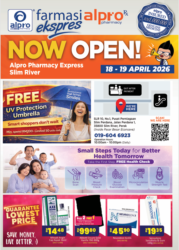 Grand Opening Alpro Pharmacy Slim River 18-19 April 2026 Alpro Alliance Sdn. Bhd