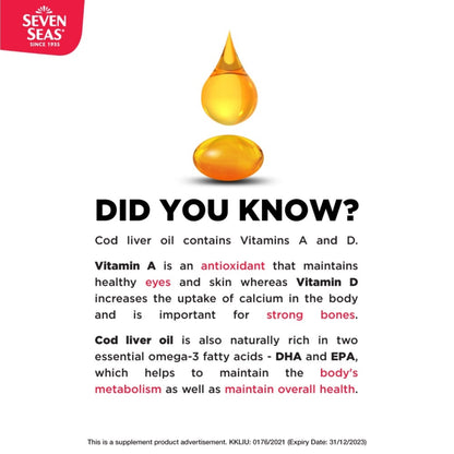Sevenseas Cod Liver Oil Gold 100s | Rich Source of DHA & EPA Alpro Pharmacy