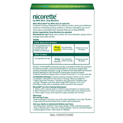 Nicorette  Icy Mint 2mg Gum 105s Nicorette