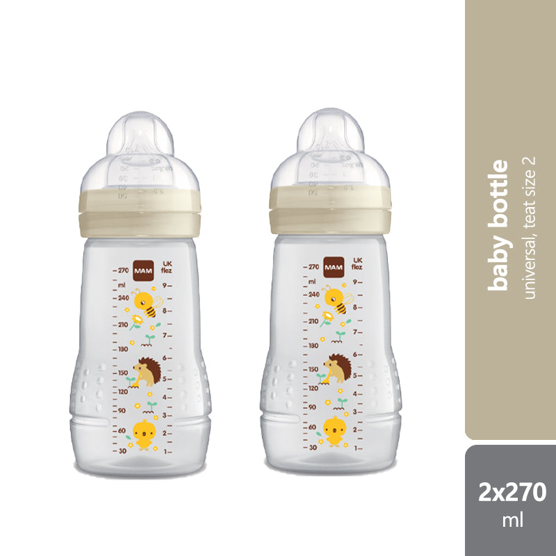 mam-2-x-easy-active-baby-bottle-270ml-teat-2-330ml-teat-3-multiple-designs product image 1
