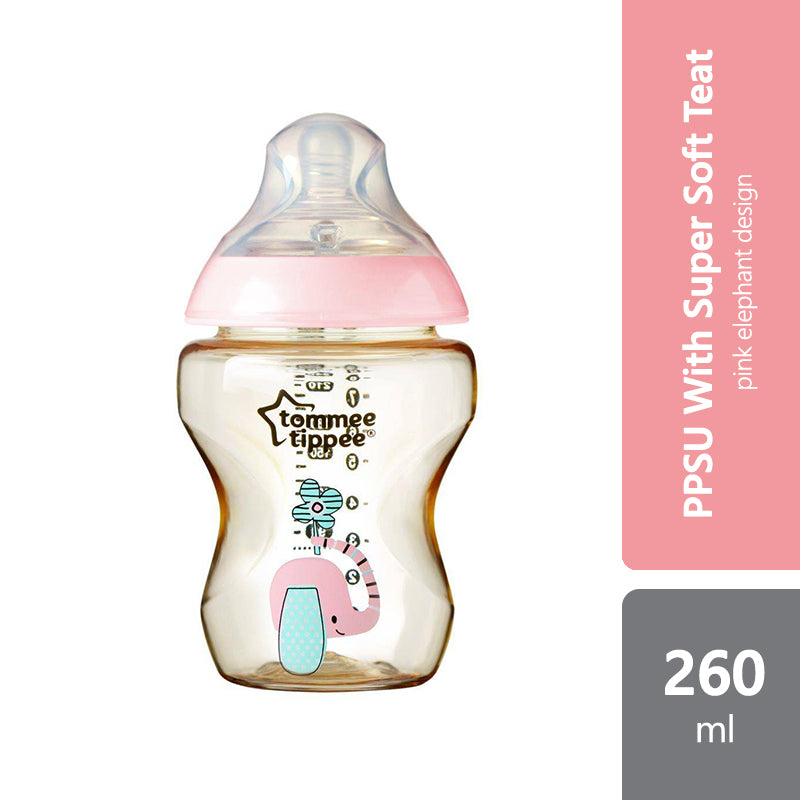 tommee-tippee-closer-to-nature-ppsu-with-super-soft-teat-260ml-9oz-blue-bird-pink-elephant-pink-elephant