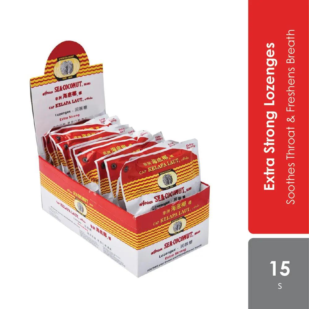African Sea Coconut Extra Strong Lozenges 15g x 15s | Soothes Throat \u0026, image size:1000x1000