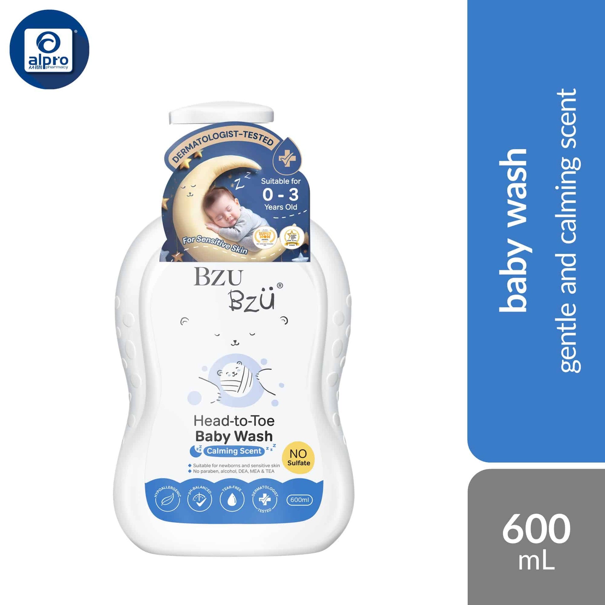 bzu-bzu-head-to-toe-baby-wash-200ml-600ml-gentle-and-calming-scent product image 1