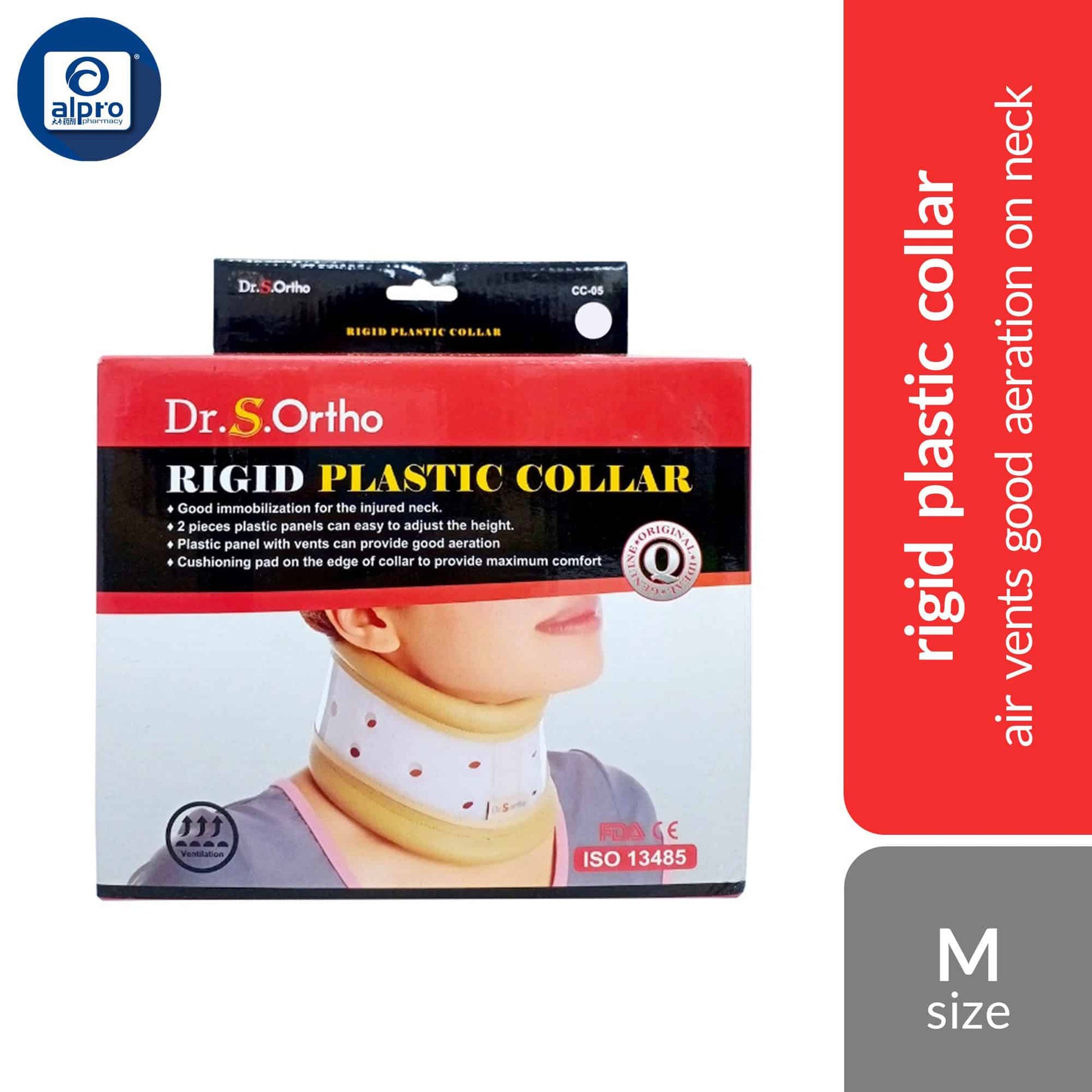 dr-s-ortho-rigid-plastic-collar-cc-05-s-m-l-xl-air-vents-good-aeration-on-neck product image 1