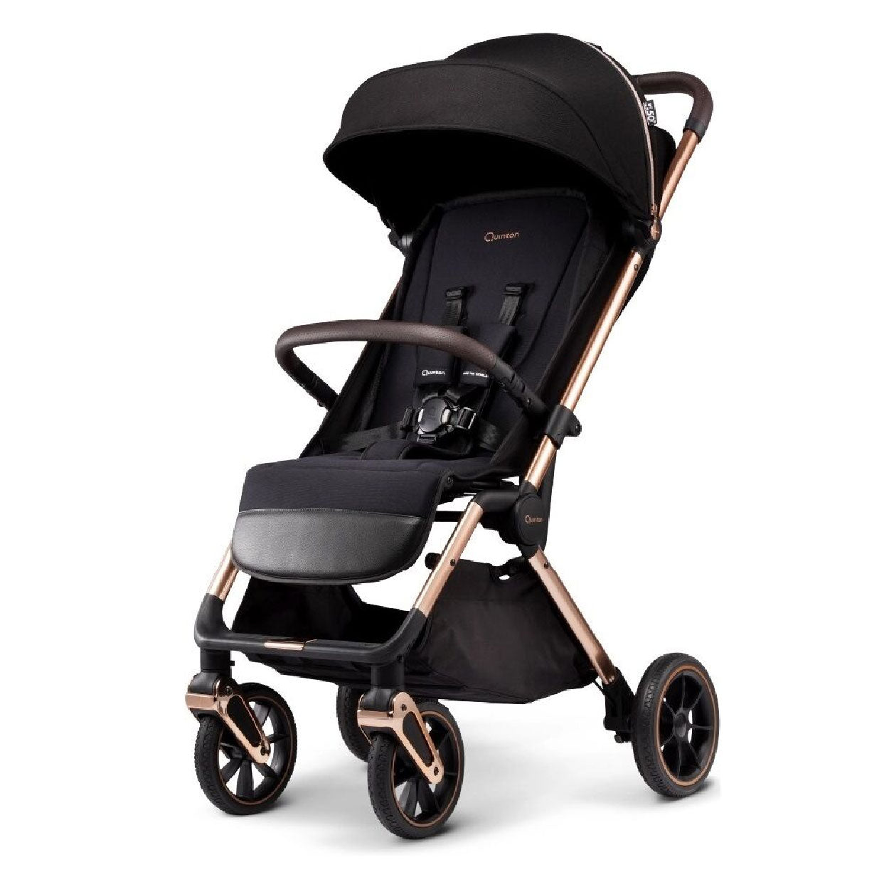 quinton-roxy-stroller-black-rose-gold-luxury-aluminium-frame-black-rose-gold