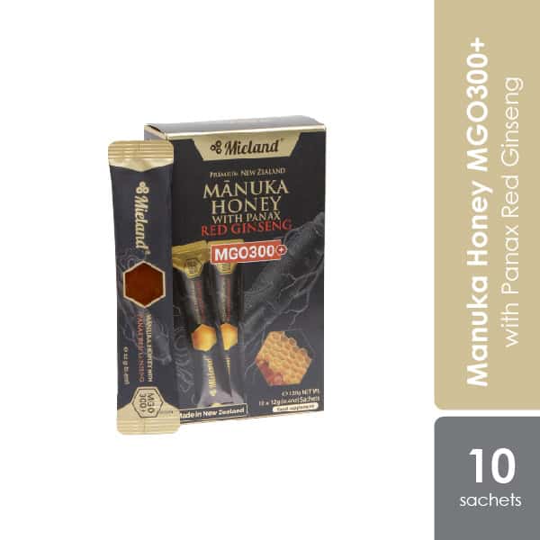 Mieland Manuka Honey MGO300+ with Panax Red Ginseng 10 X 12g | Improve