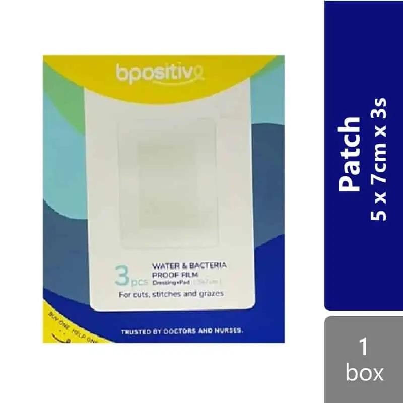 bpositive-water-bacteria-proof-film-dressing-pad-5-x-7-cm-3s-for-cuts-stitches-grazes