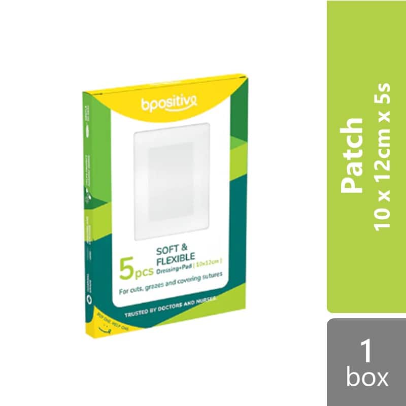 bpositive-soft-flexible-dressing-pad-10-x-12cm-5s-for-cuts-grazes-covering-sutures