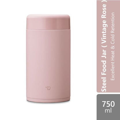zojirushi-stainless-steel-food-jar-sw-ka-75h-750ml-medium-gray-vintage-rose-excellent-heat-cold-retention-vintage-rose