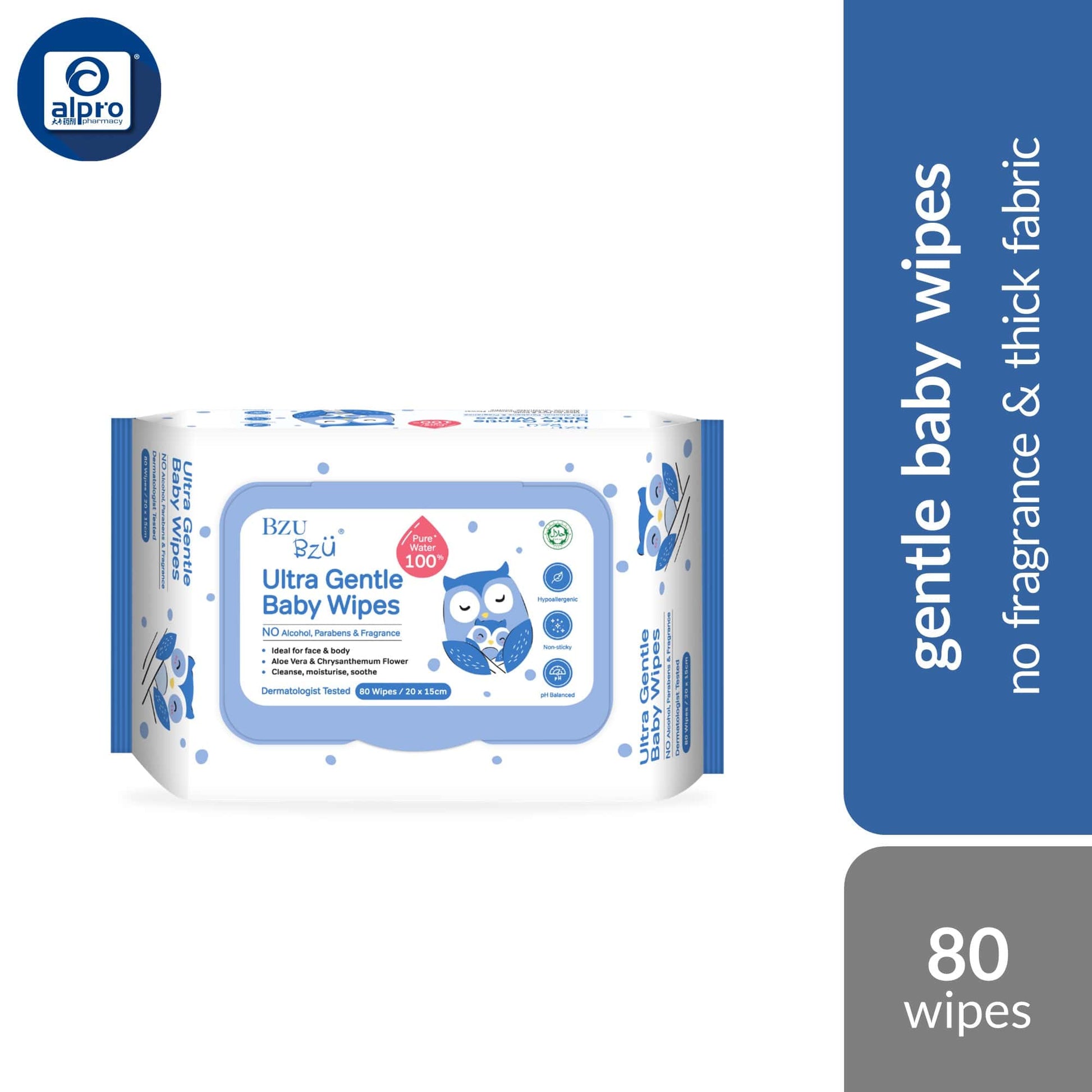 bzu-bzu-baby-wipes-ultra-gentle-antibacterial-80-wipes-no-fragrance-thick-fabric product image 1