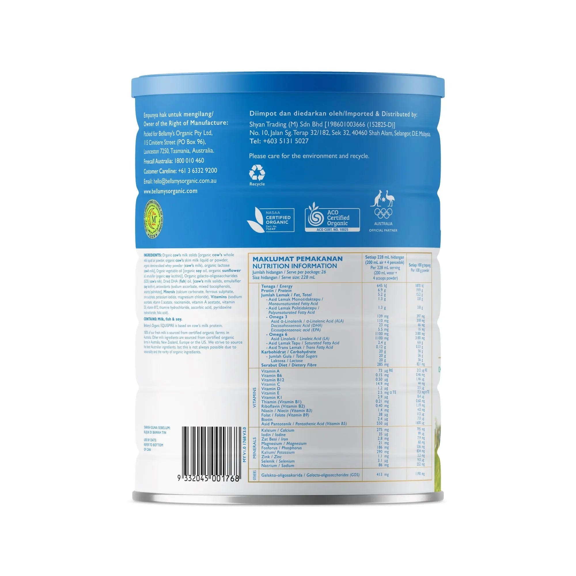 Bellamy's Organic Step 3 Equispire Toddler Milk Drink 900g | Suitable