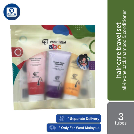Essential Hair Care Travel Set | Repair Restore Shampoo 60ml + Volume Boost Shampoo 60ml + Conditioner 60ml Essential Hair Care