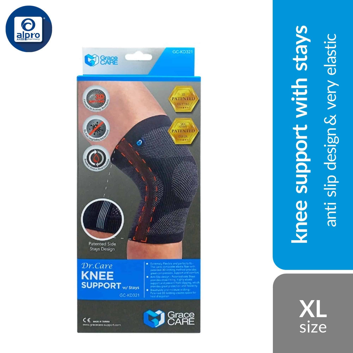 grace-care-knee-support-kd321-size-s-m-l-xl-anti-slip-design-very-elastic product image 1