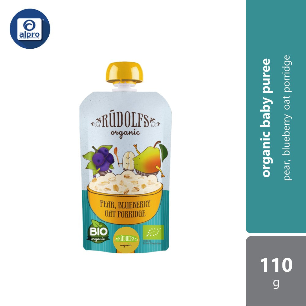 Rudolfs Organic Pear Blueberry Oat Porridge 6m+ 110g Rich in Vitamin
